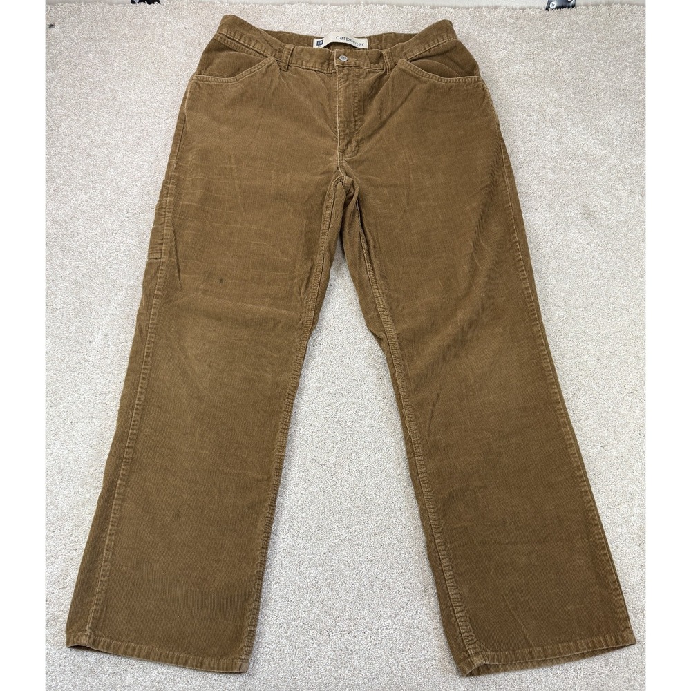 GAP Straight Leg Corduroy Carpenter Pants Men's 36x34 (Fits 36x32) Brown Preppy